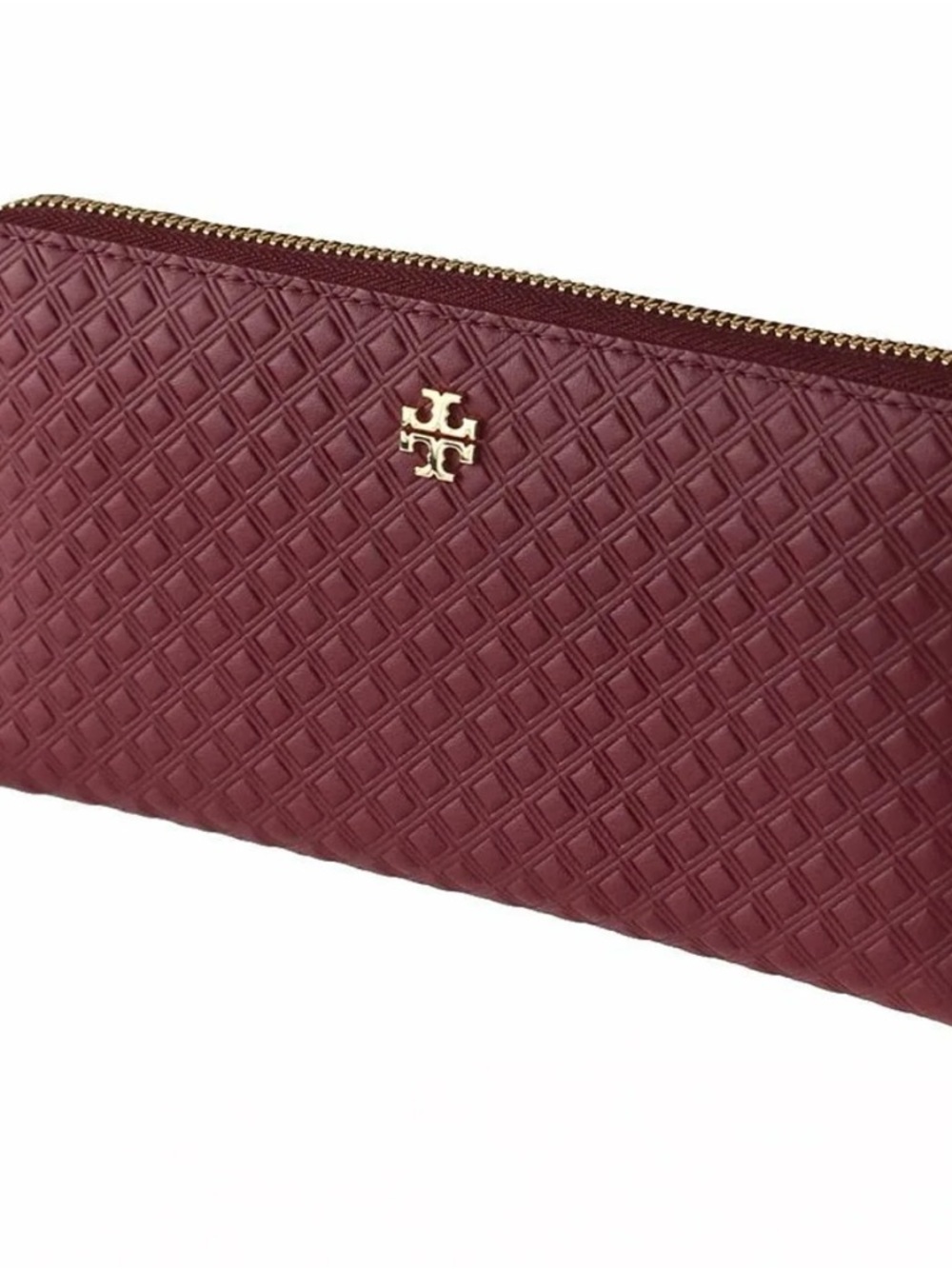 Tory Burch Quilted Zip Wallet Clutch - Wine